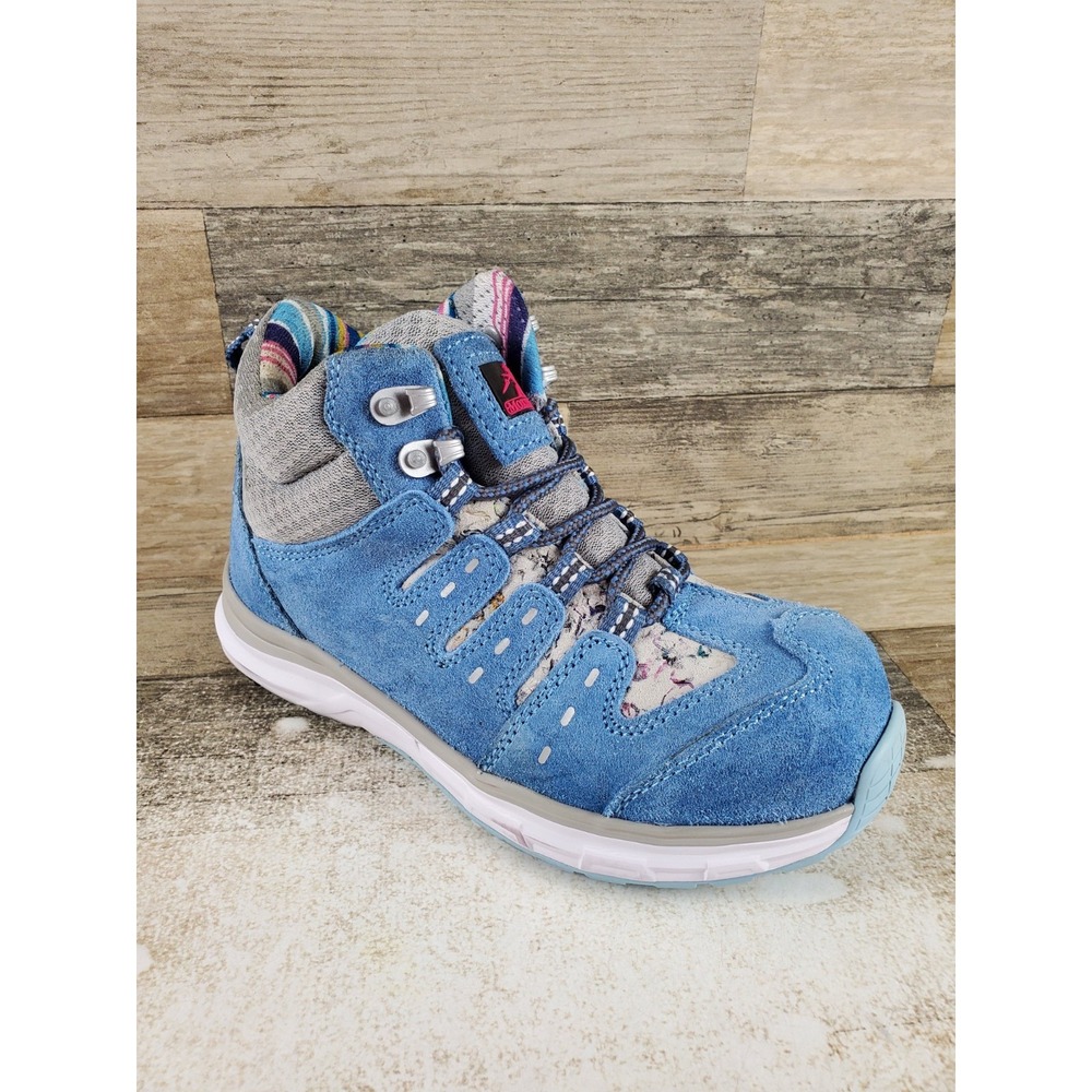 Moxie Trades Trisha Womens Work Boots Sz 6.5 Blue Light Gray Suede Composite Toe